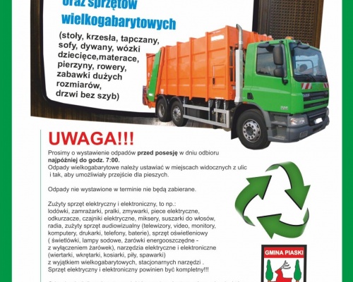Objazdowa zbiórka wielkogabarytów oraz elektrosprzętu