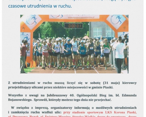 Utrudnienia związane z biegiem