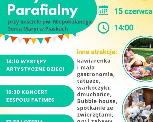 Festyn Parafialny w Piaskach – zaproszenie na wydarzenie pełne rodzinn